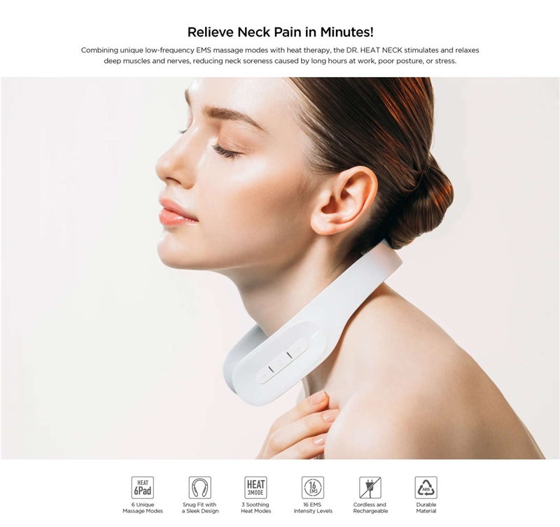 Mytrex Dr.Heat Neck Masajeador de cuello blanco con EMS y calor