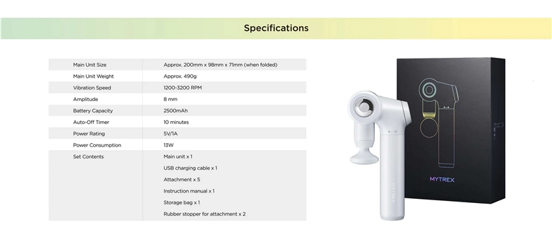 Mytrex Rebive EX FIT Pistola de masaje corporal ajustable negra